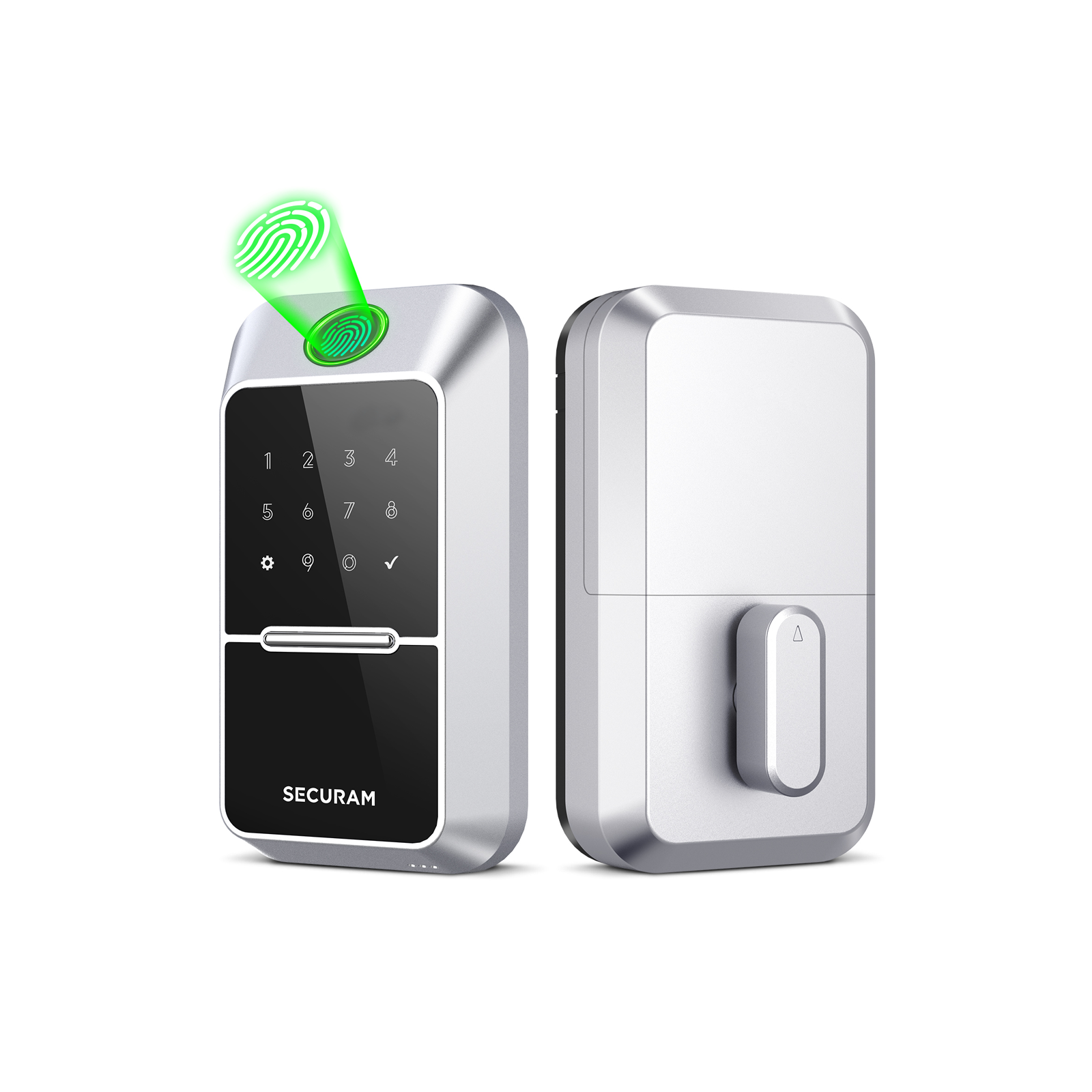 EOS Fingerprint Deadbolt Lock in Silver Finish