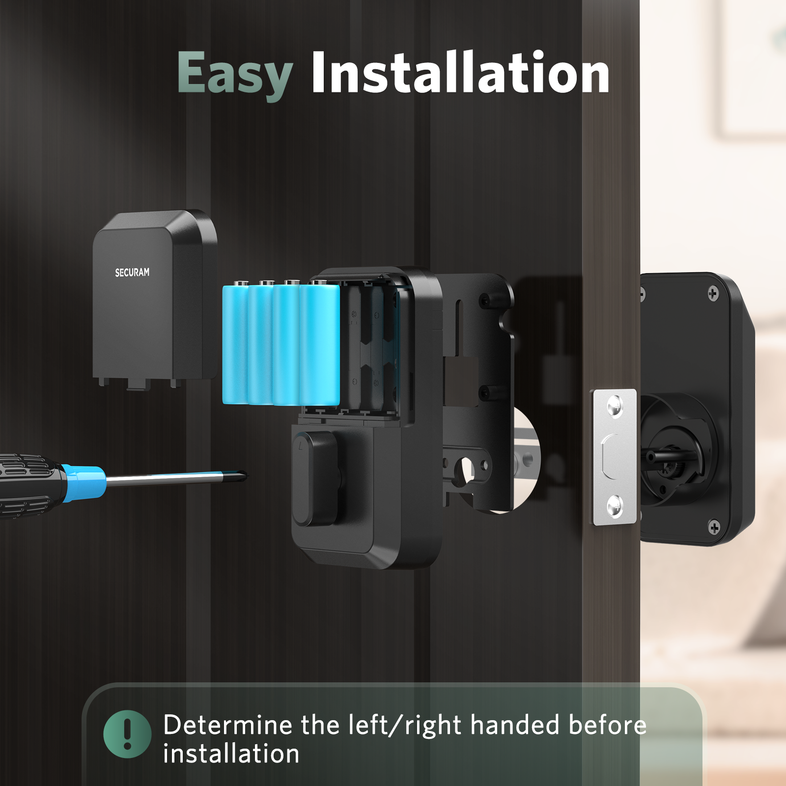 EOS deadbolt easy installation with just a screwdiver
