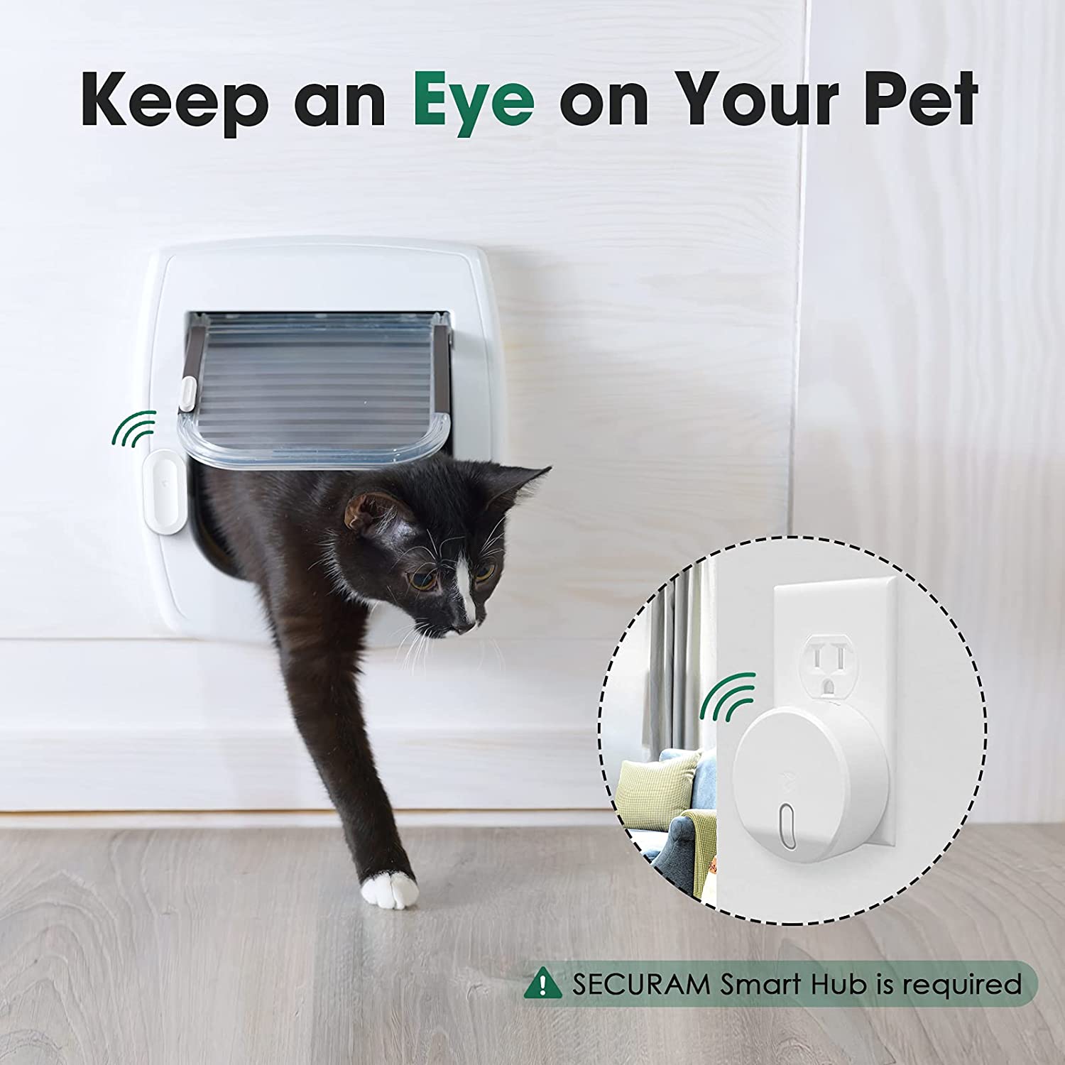 Keep an eye on your pet with SECURAM Smart Door/Window Sensor.