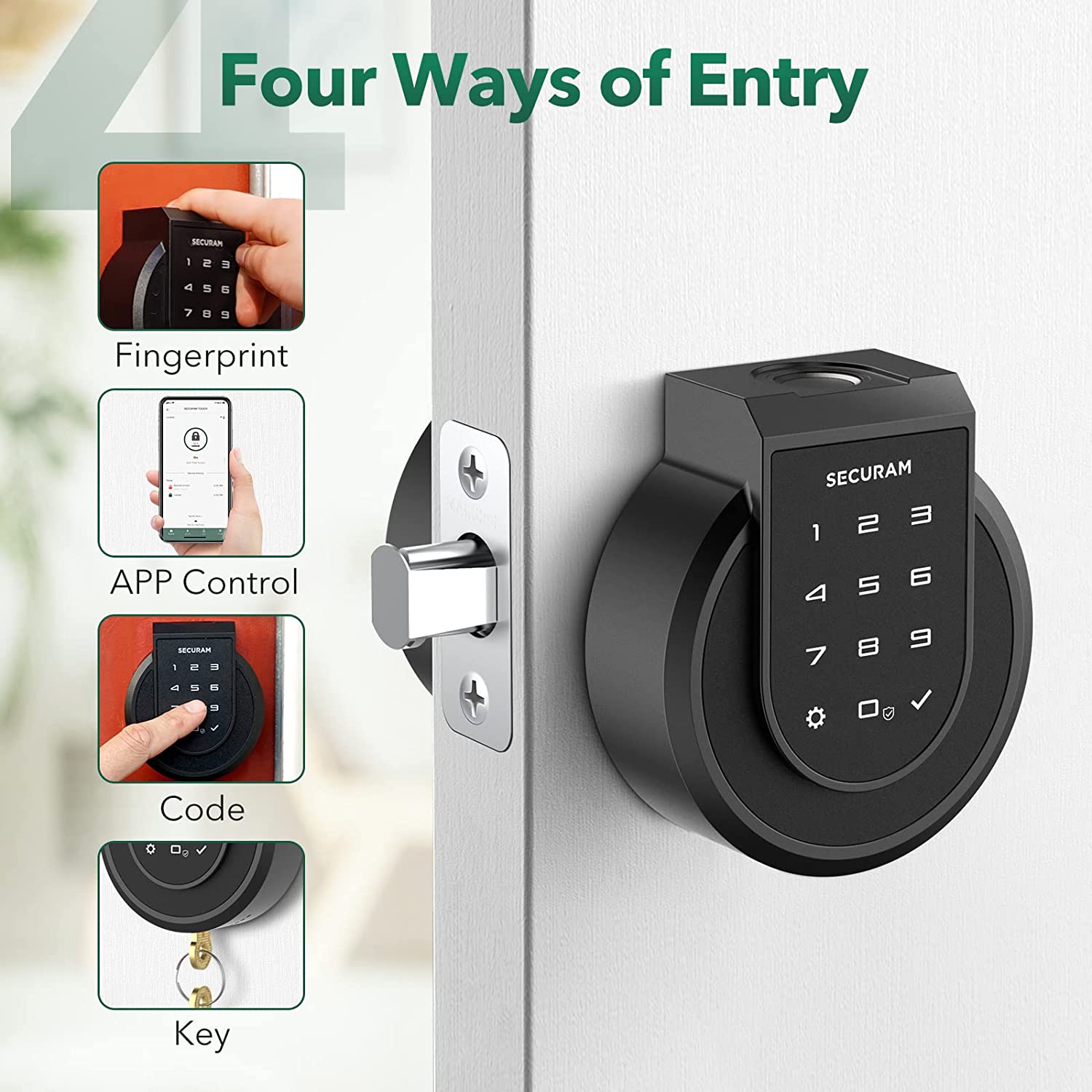 A SECURAM Touch - Fingerprint Smart Lock with four ways of entry.